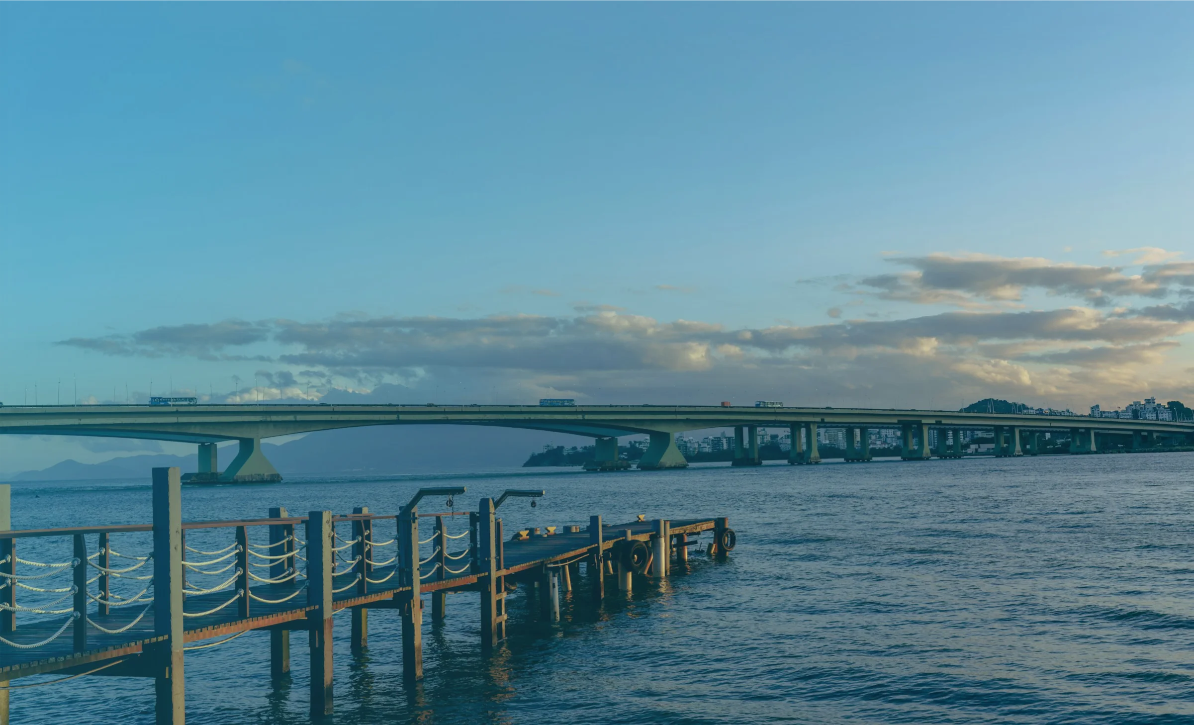 Coastal bridge and pier over open water — water quality monitoring with S2RE sensors